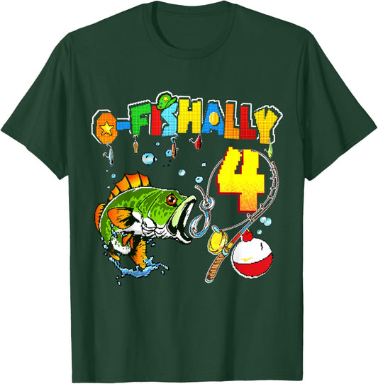 O’fishally 4 Kids 4th Birthday Theme For Boys And Girls T-Shirt - T-Shirt | Forest