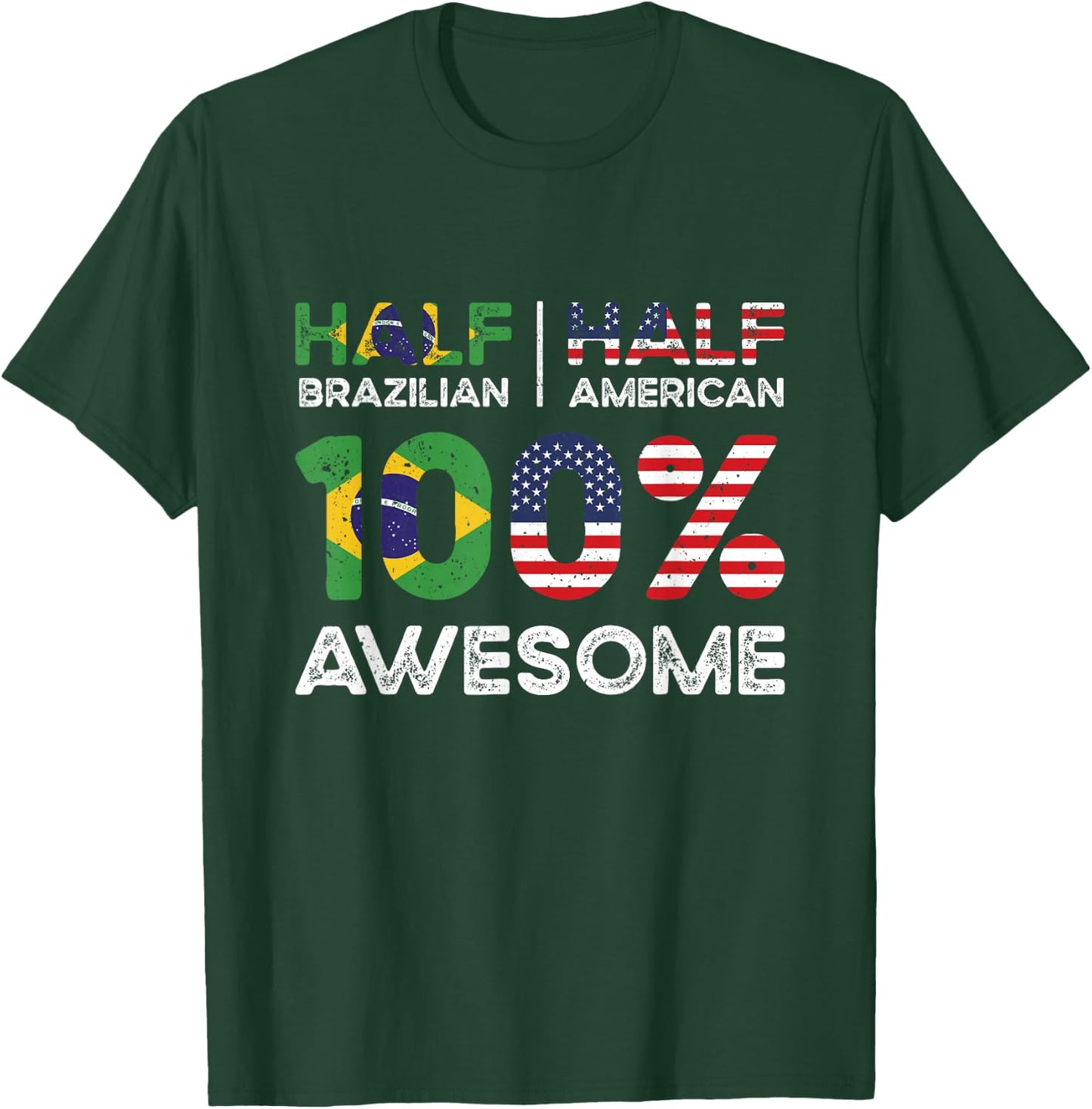 Brazilian American Patriot USA Grown Brazil US Flag T-Shirt - T-Shirt | Forest