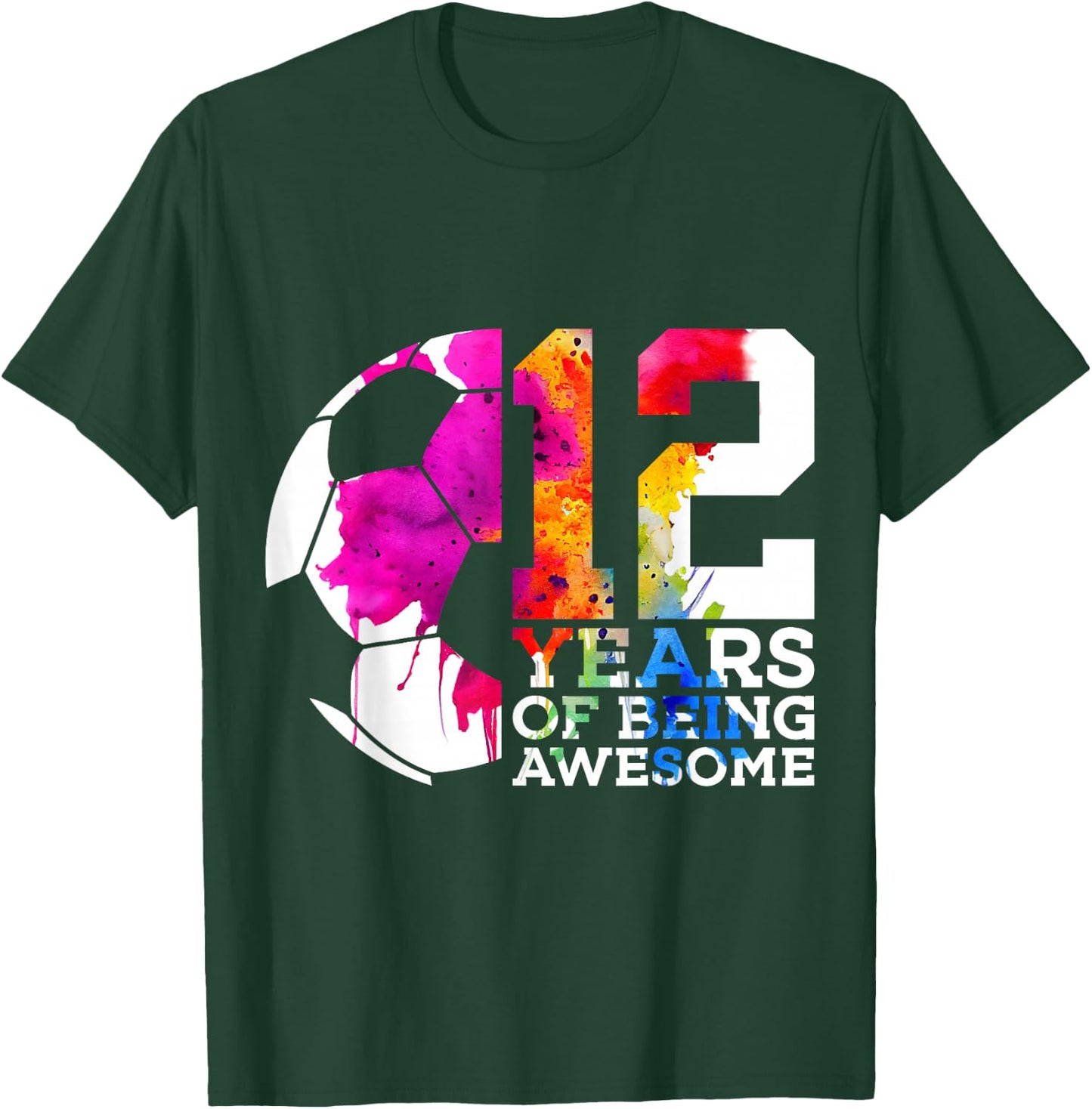 12 Years of Being Awesome Football 12th Birthday T-Shirt - T-Shirt | Forest