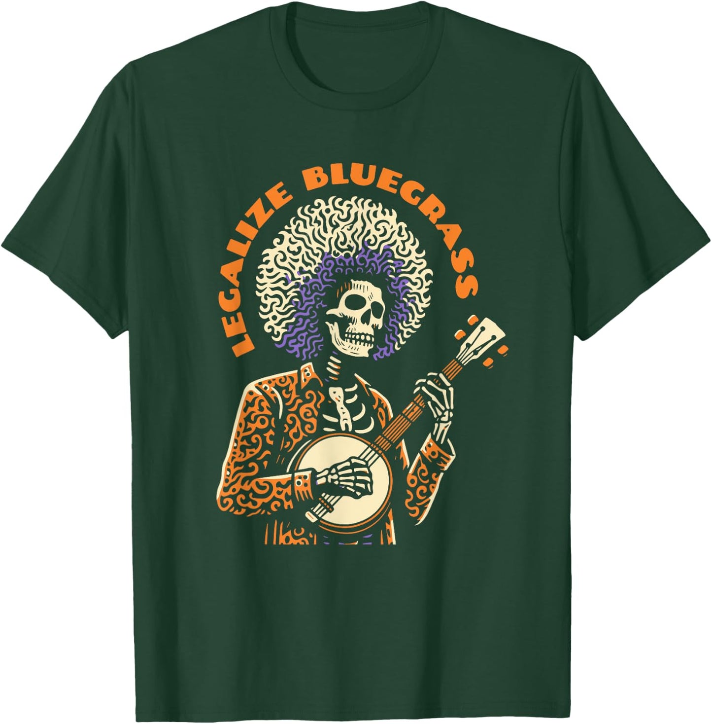 Legalize Bluegrass Skeleton Banjo Man Fun Festival T-Shirt - T-Shirt | Forest