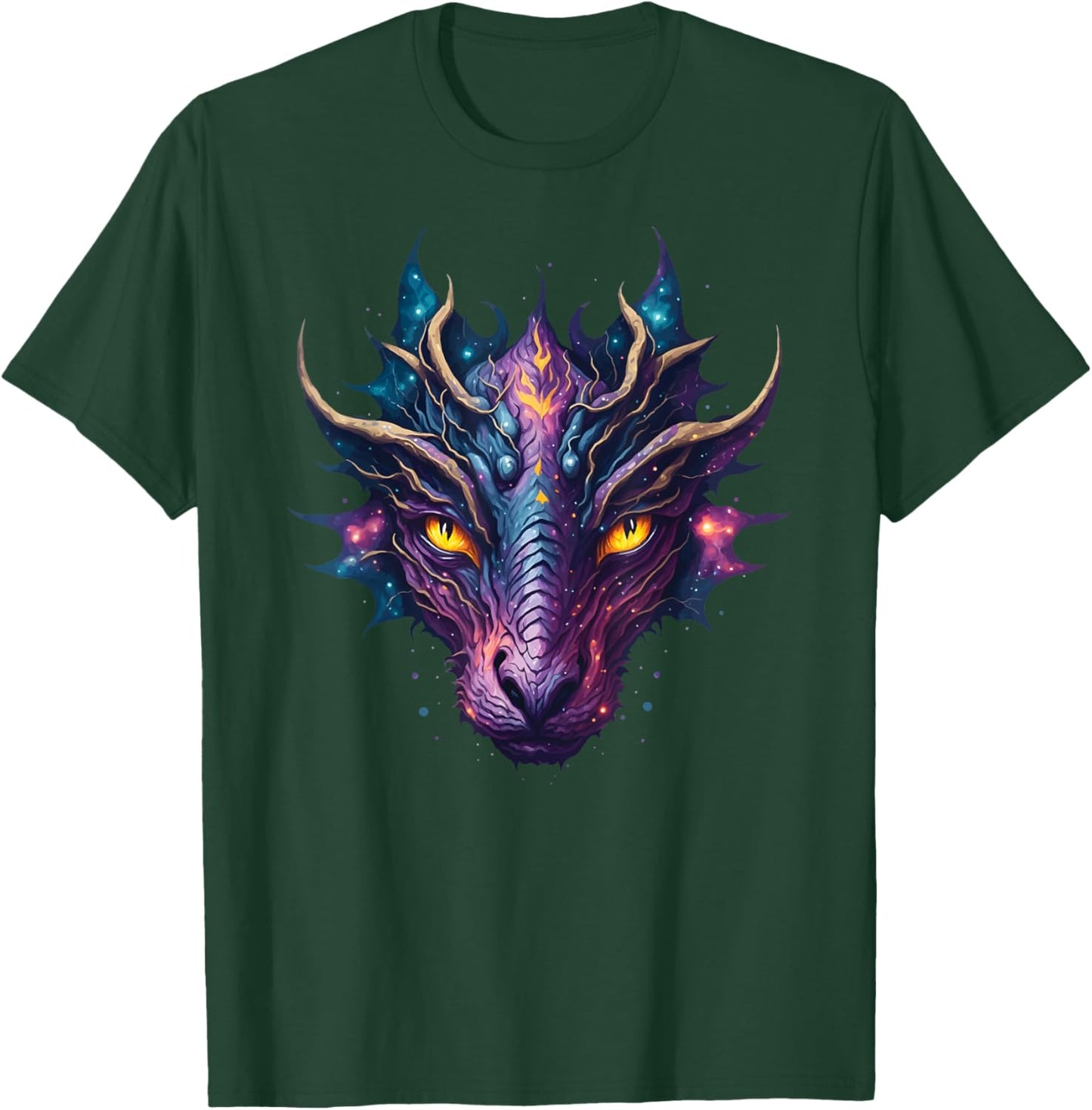 Galaxy Dragon Face Portrait Mythical Creature Graphic T-Shirt - T-Shirt | Forest