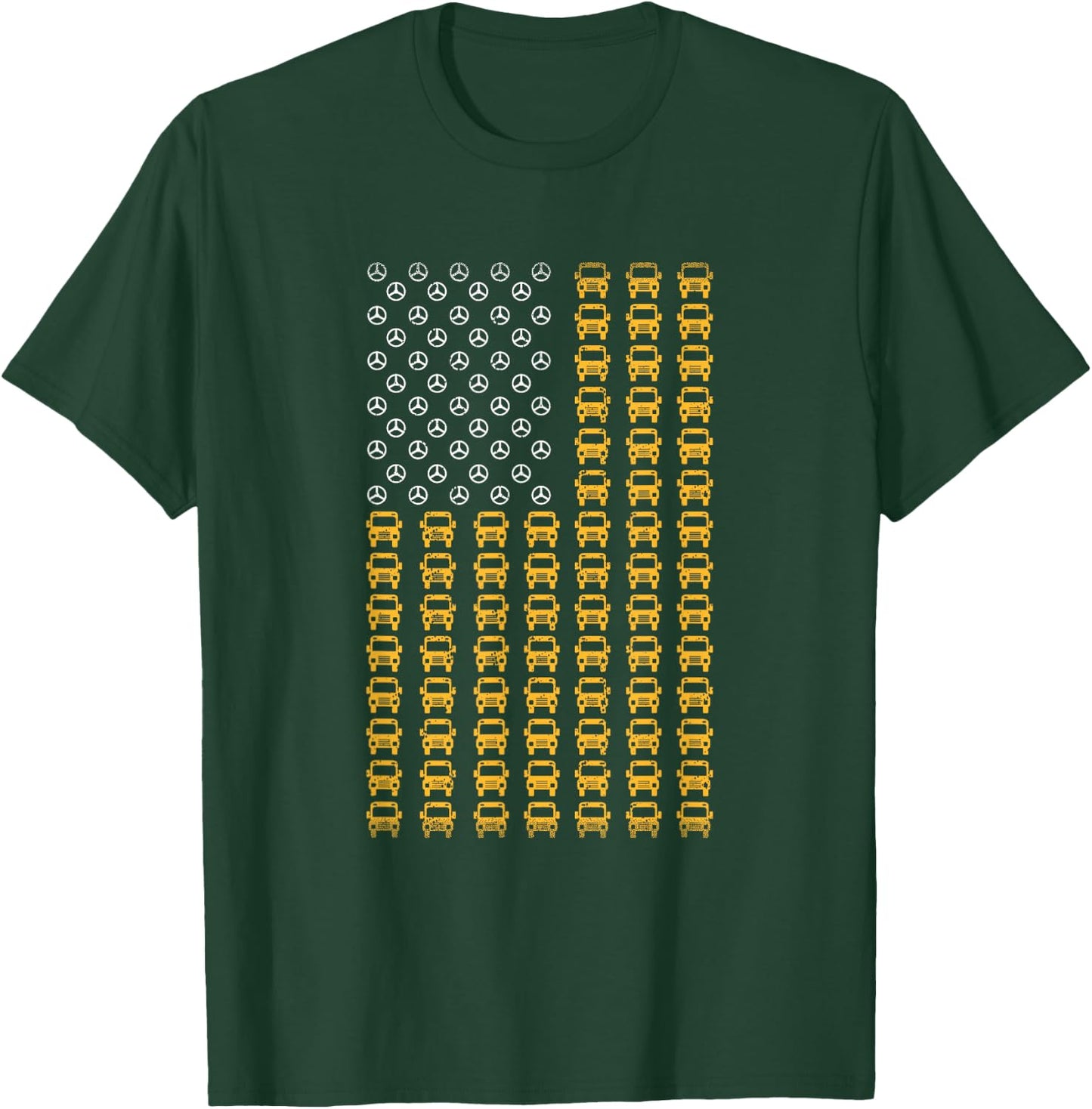 American Flag School Bus Driver - Patriotic Bus Driver USA T-Shirt - T-Shirt | Forest