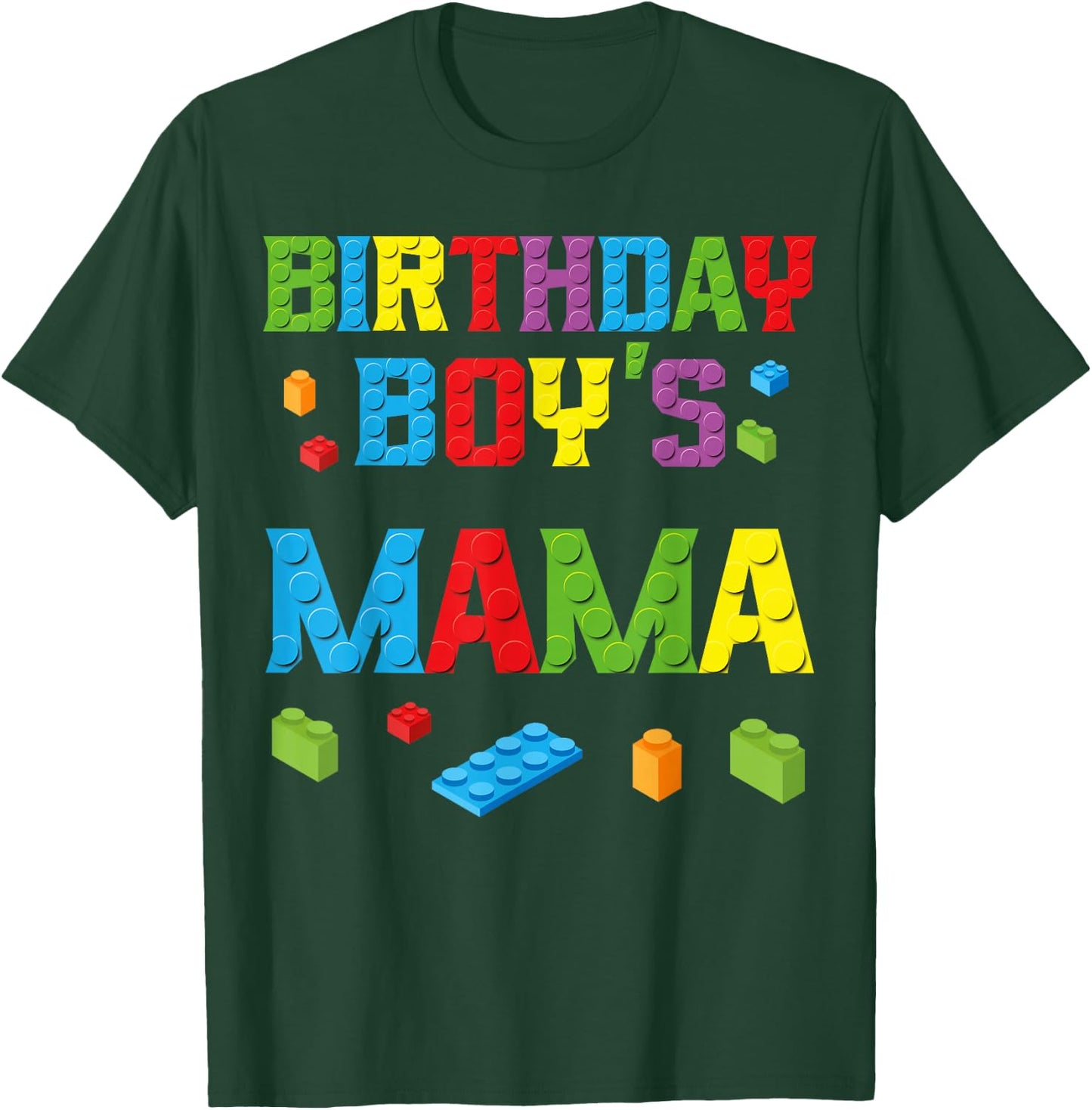 Master Builder Birthday Boy's Mama Building Bricks Blocks T-Shirt - T-Shirt | Forest