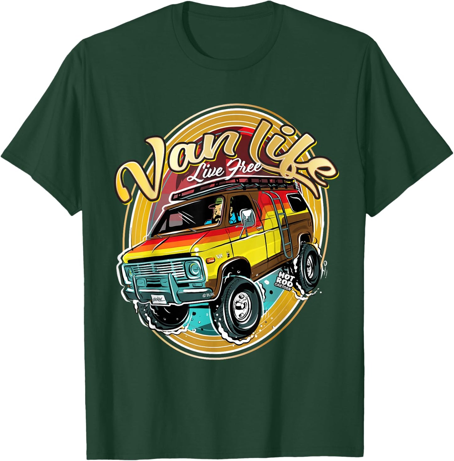 Retro Van Life T-Shirt - T-Shirt | Forest