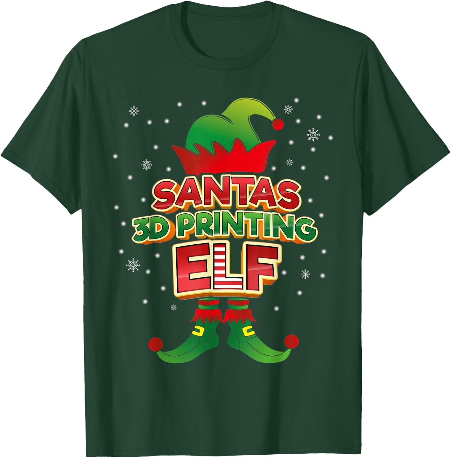 3D Printing Elf Christmas Matching Costumes X-Mas T-Shirt - T-Shirt | Forest
