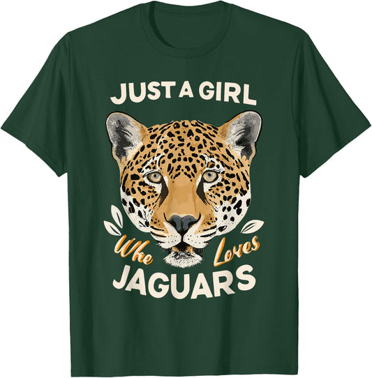 Just A Girl Who Loves Jaguars Big Cat Lover Print Graphic T-Shirt - T-Shirt | Forest