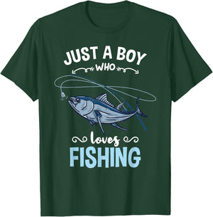 Just A Boy Who Loves Fishing T-Shirt - T-Shirt | Forest