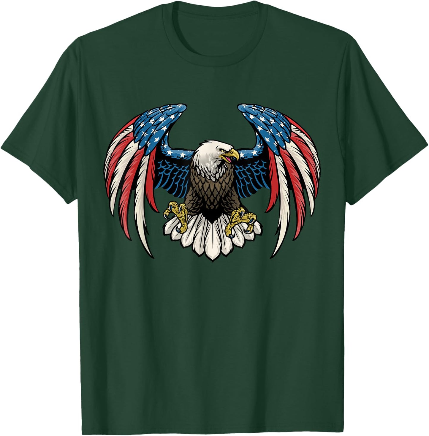 Bald Eagle With American Flag T-Shirt - T-Shirt | Forest