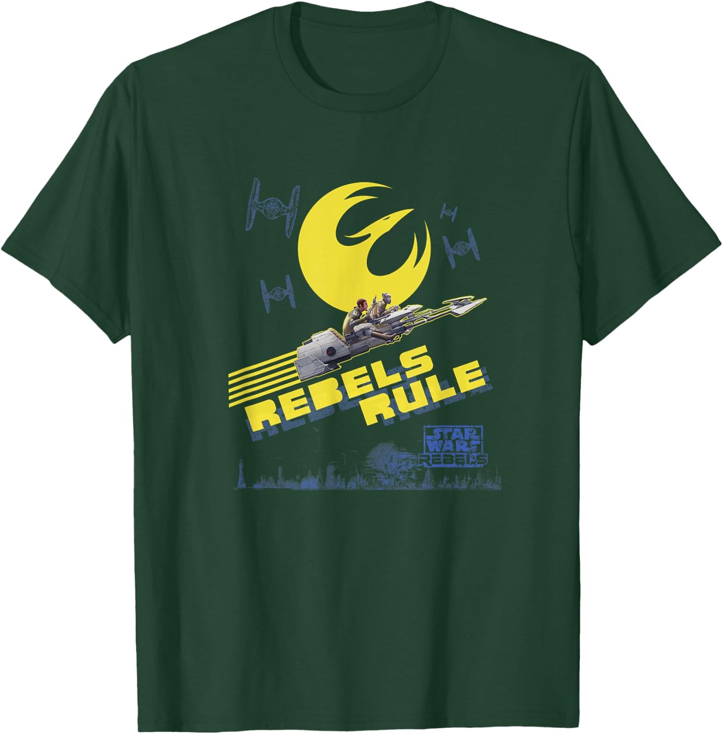 Star Wars Rebels Kanan & Zeb Riding Space Bikes Vintage V2 T-Shirt - T-Shirt | Forest