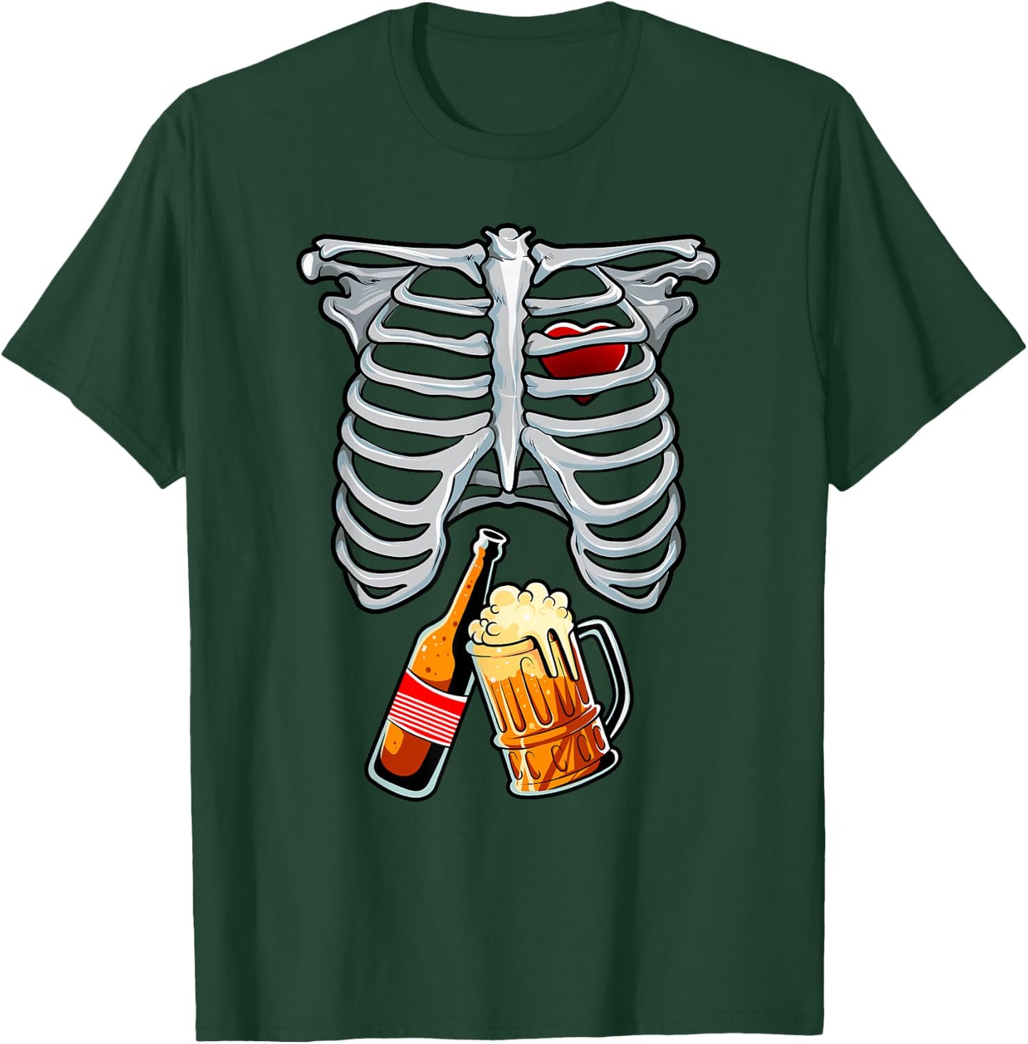 Skeleton Costume Halloween Beer Xray Matching Family Dad T-Shirt - T-Shirt | Forest