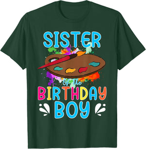 Sister of The Birthday Boy Kids Painting Art Paint Family T-Shirt - T-Shirt | Forest