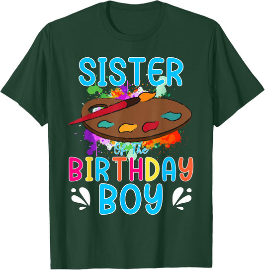 Sister of The Birthday Boy Kids Painting Art Paint Family T-Shirt - T-Shirt | Forest