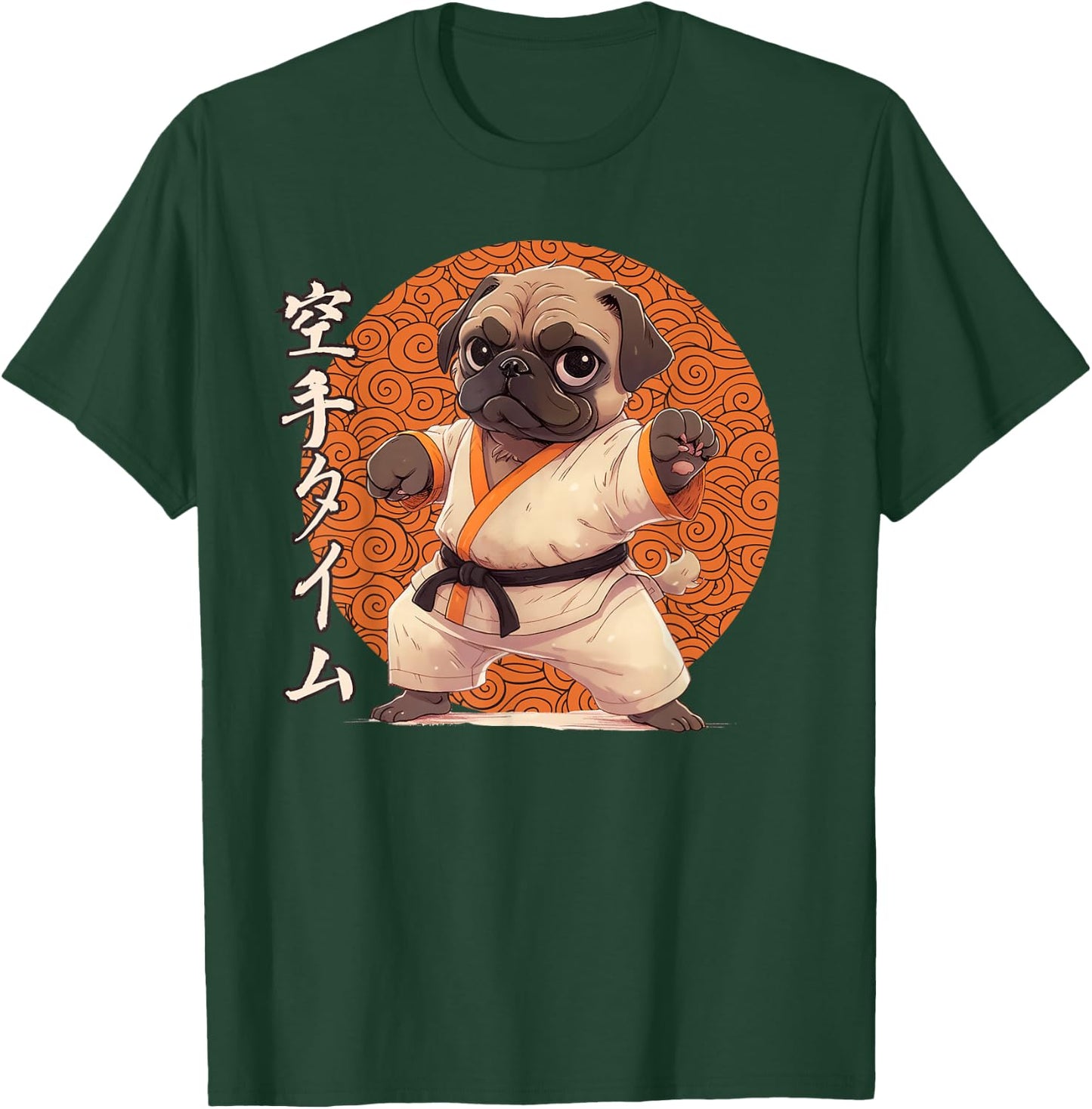 Pug Karate, Ninja Pug Anime, Karate Pug T-Shirt - T-Shirt | Forest