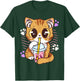Cute Kawaii Cat Boba Bubble Milk Tea Anime Neko Kitten T-Shirt - T-Shirt | Forest