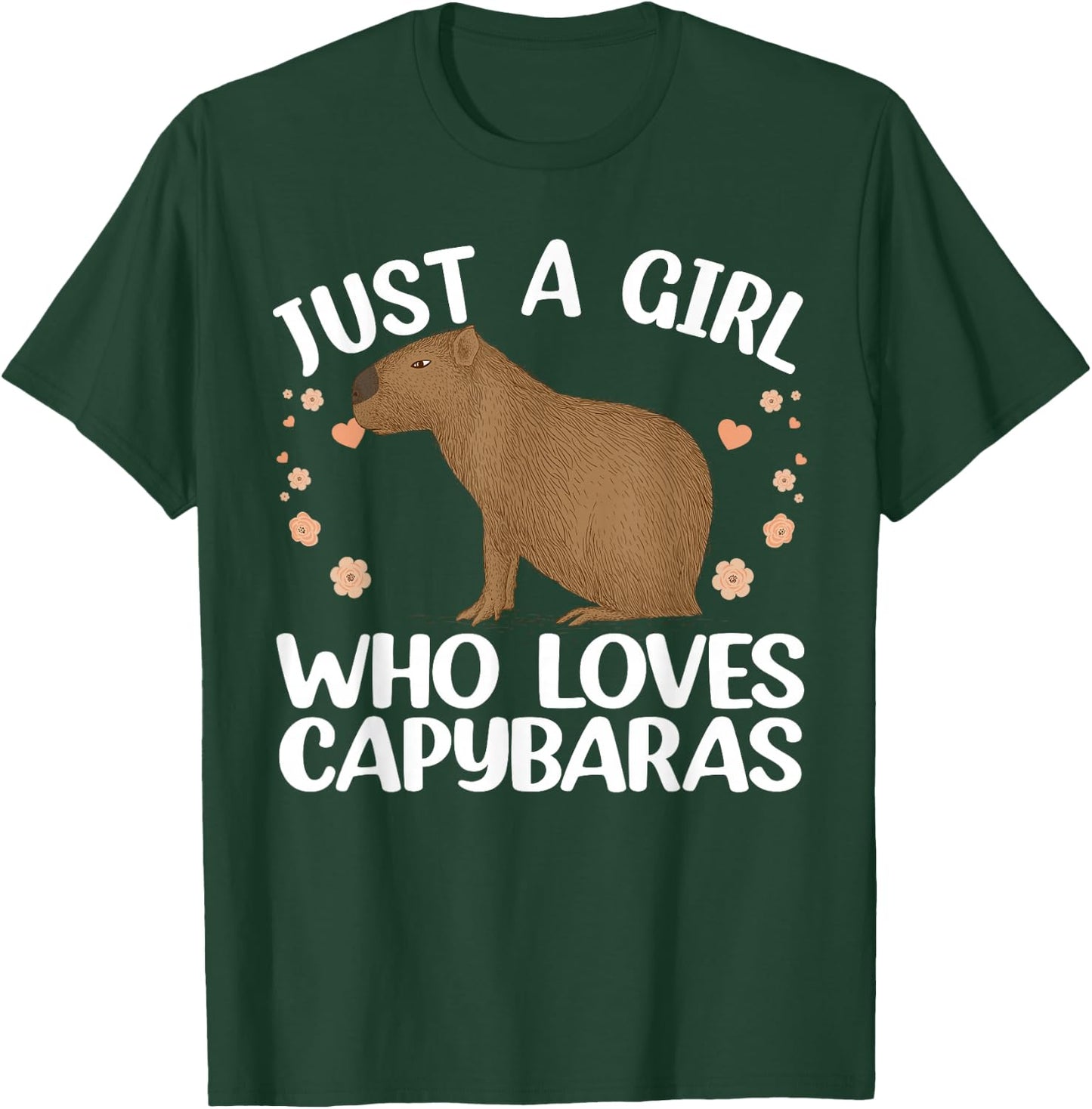 Cool Capybara Design Girls Rodent Animal Capybara Small T-Shirt - T-Shirt | Forest