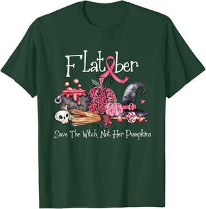 Flat Ber Save The Witch Not Her Pumpkins Breast Cancer T-Shirt - T-Shirt | Forest