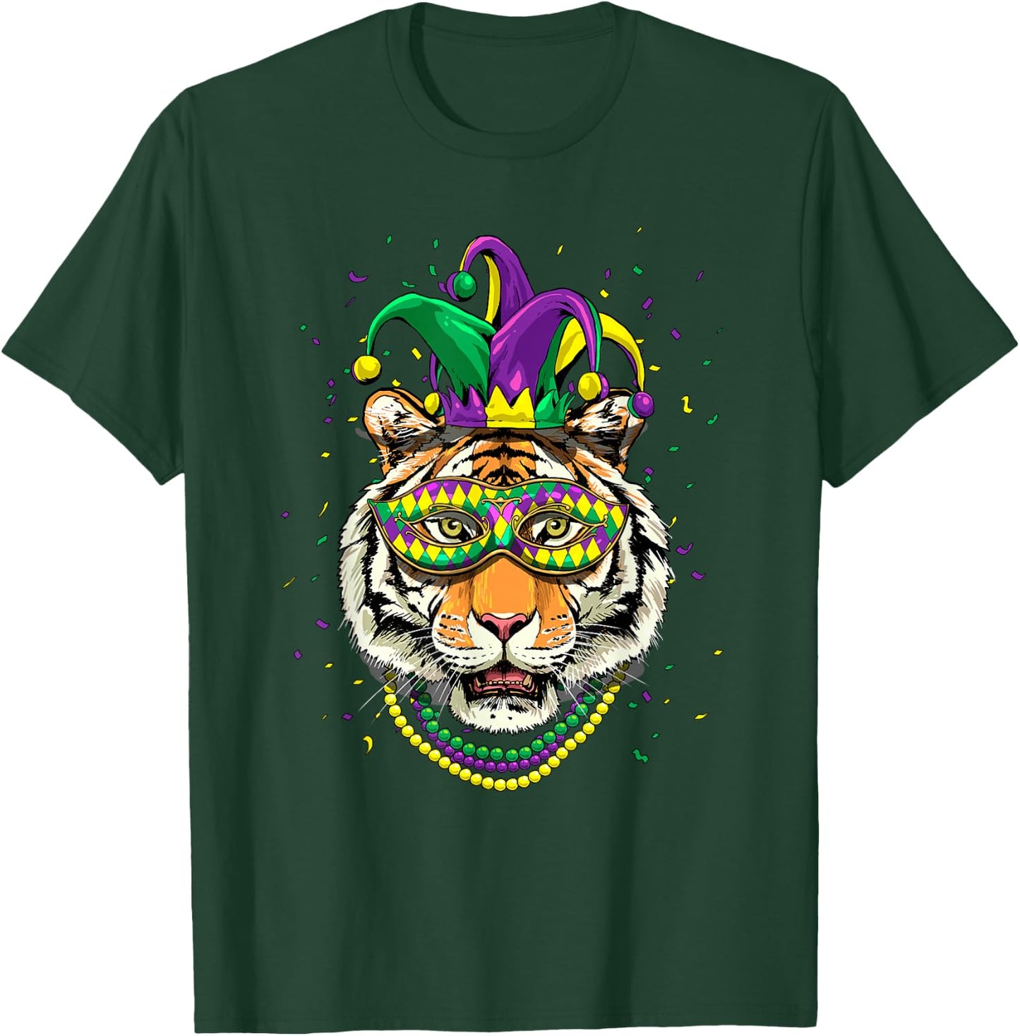 Tiger Mardi Gras Shirt Jester Animal Tiger Face Tiger Lover T-Shirt - T-Shirt | Forest