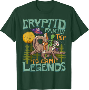 Funny Bigfoot Nessie Unicorn Alien - UFO - Cryptid Legends T-Shirt - T-Shirt | Forest