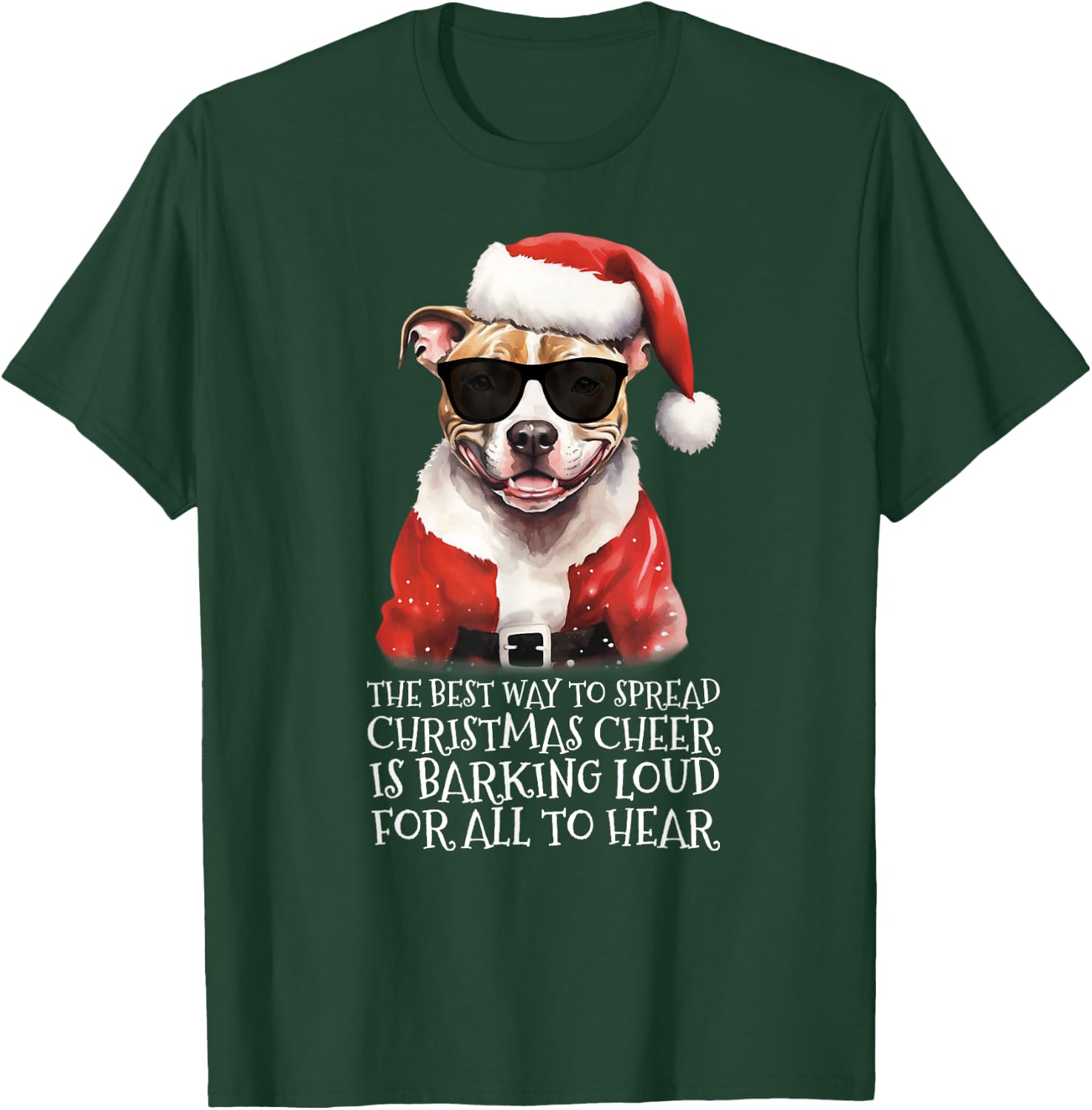 Christmas Pittie Pup Barking Pit Bull Dog Christmas Pitbull T-Shirt - T-Shirt | Forest