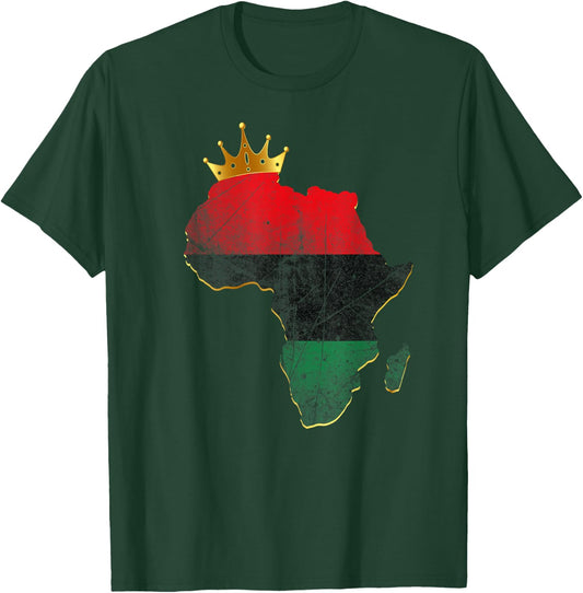 Pride American African King Pan African Map UNIA flag T-Shirt - T-Shirt | Forest