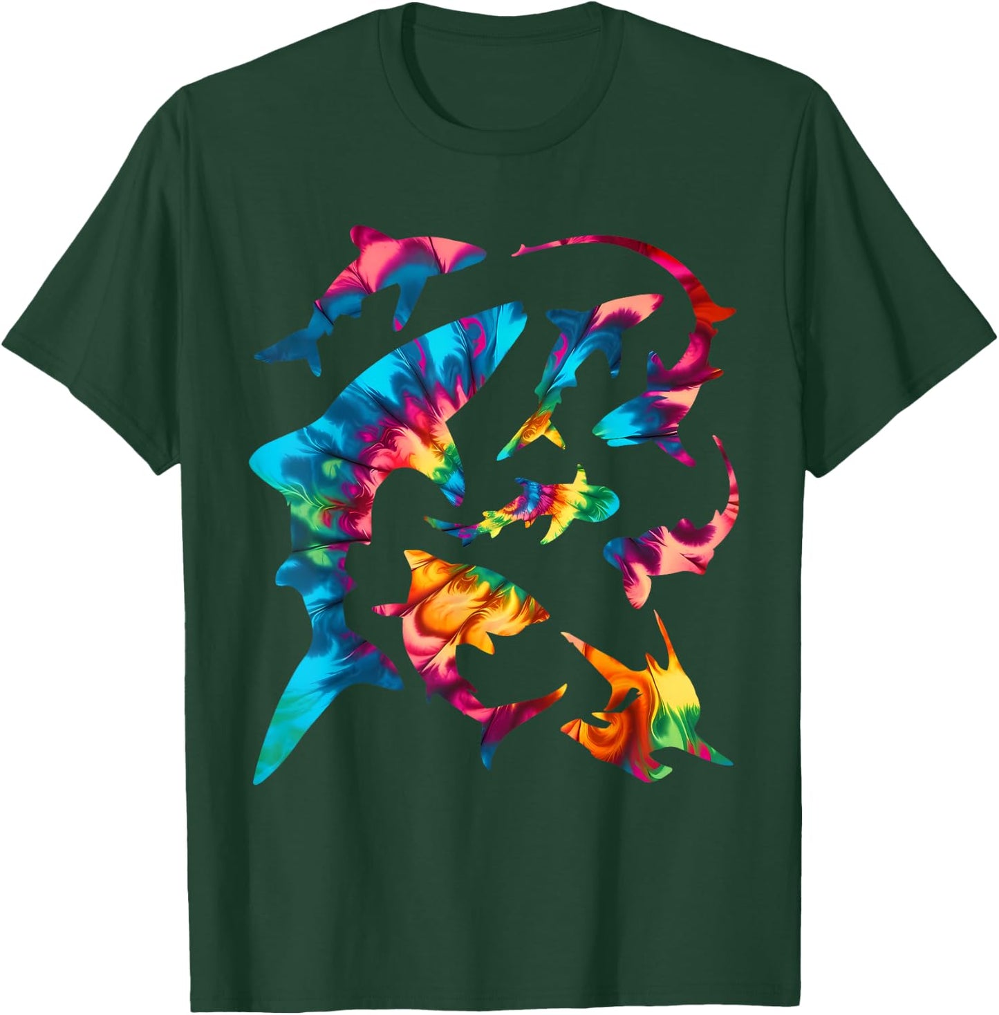 Whale Shark Hammerhead White Shark Types Tie Dye Sharks T-Shirt - T-Shirt | Forest