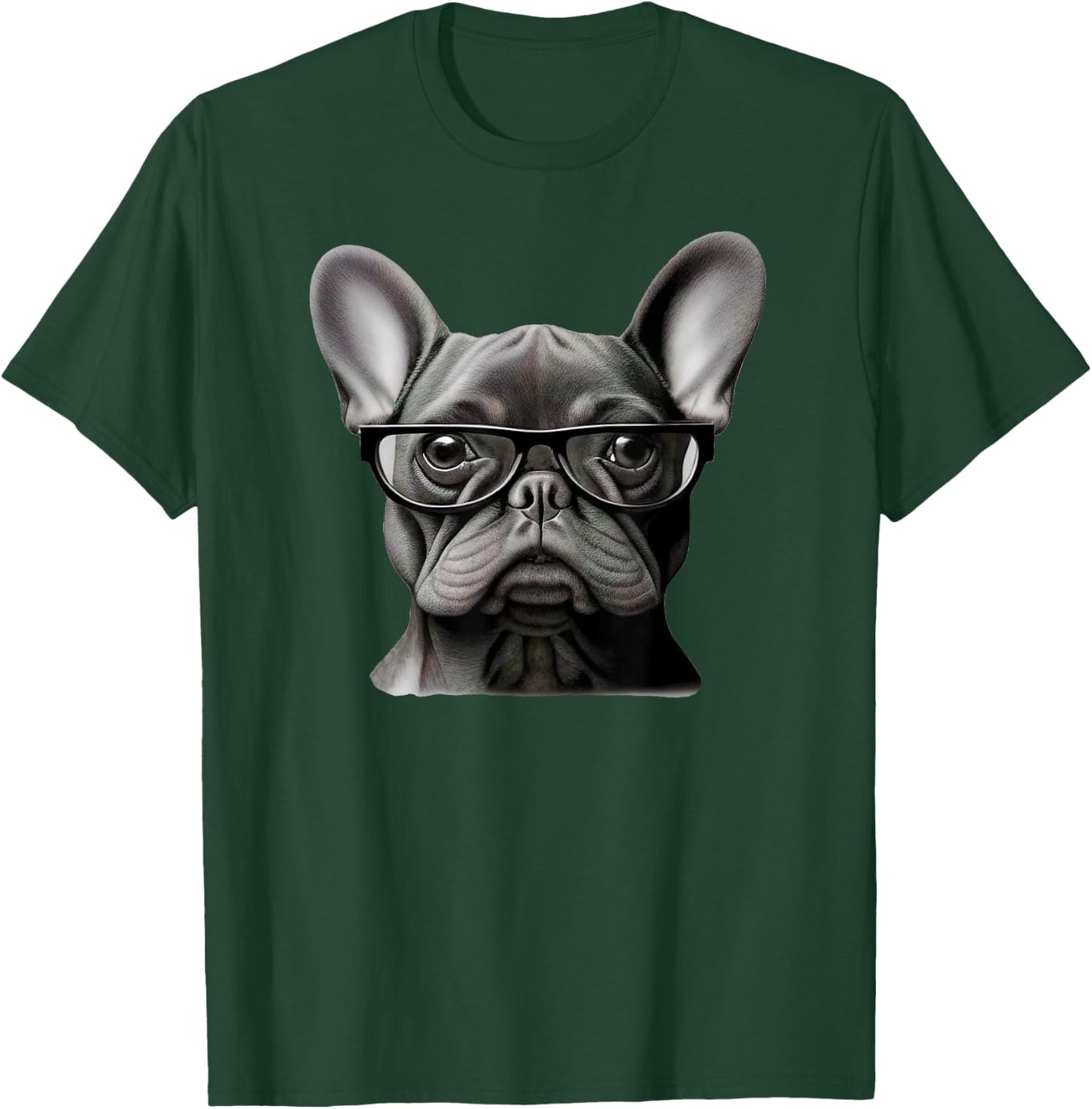 Funny French Bulldog Face Cute Frenchie Mama With Glasses Men Women Girls Kids T-Shirt - T-Shirt | Forest