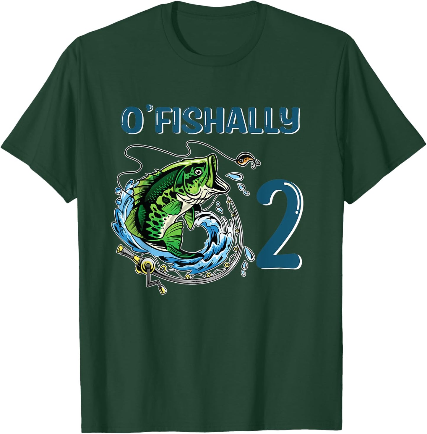 O-Fishally 2 Years Old Fisherman 2nd Birthday Fishing T-Shirt - T-Shirt | Forest
