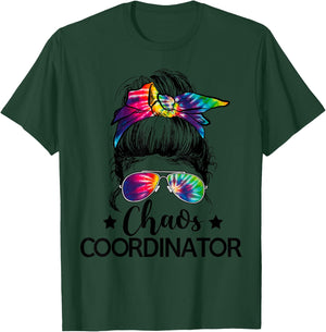 Funny Humor Chaos Coordinator Messy Bun Teachers Boss Women T-Shirt - T-Shirt | Forest