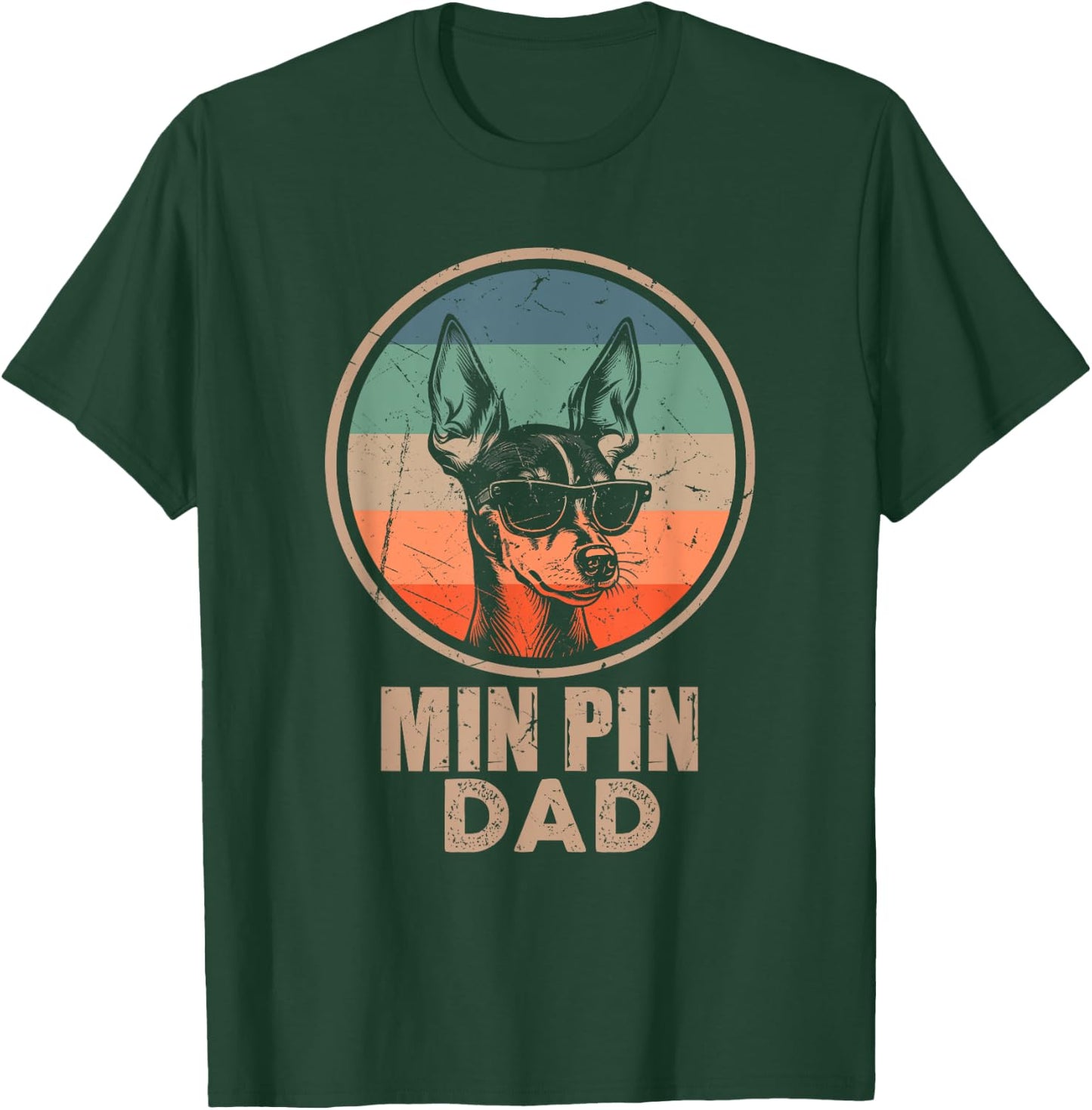Vintage Min Pin Dog Dad Gifts Dad Dog Lover Xmas T-Shirt - T-Shirt | Forest