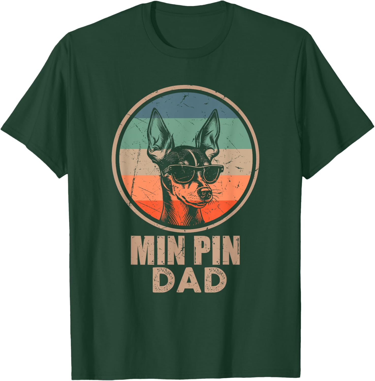 Vintage Min Pin Dog Dad Gifts Dad Dog Lover Xmas T-Shirt - T-Shirt | Forest