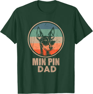 Vintage Min Pin Dog Dad Gifts Dad Dog Lover Xmas T-Shirt - T-Shirt | Forest