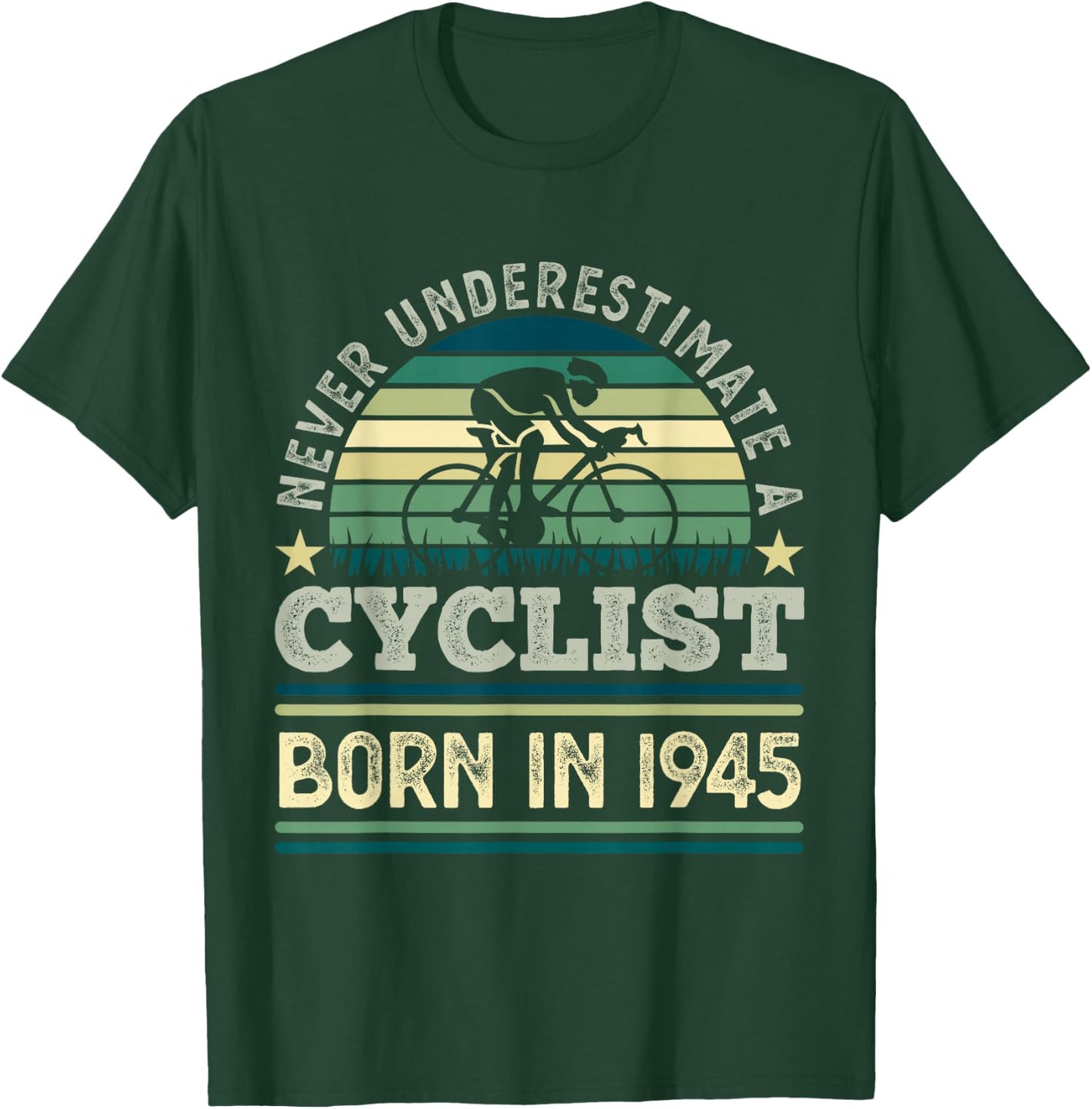 Cyclist born in 1945 80th Birthday Cycling Bicycle T-Shirt - T-Shirt | Forest