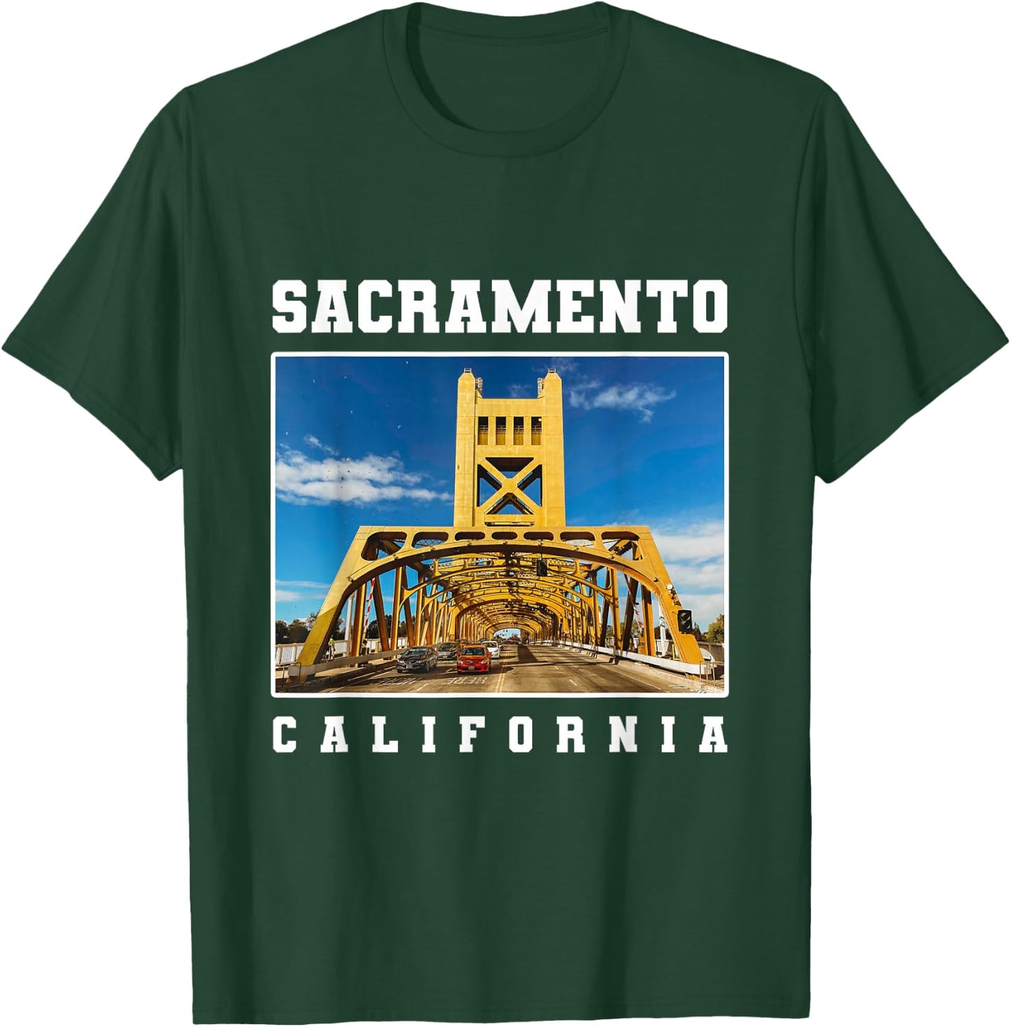 Tower Bridge Sacramento Skyline California Souvenir T-Shirt - T-Shirt | Forest