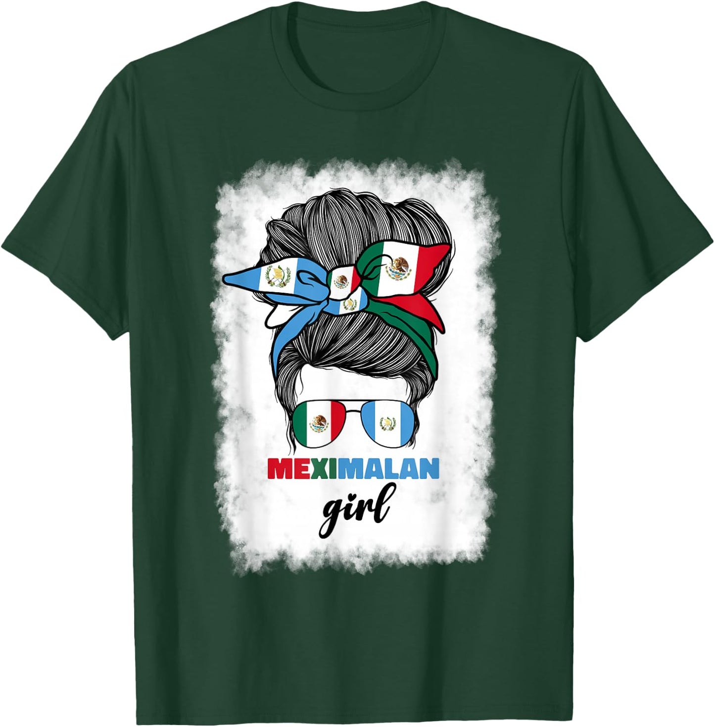 Half Mexican And Guatemalan Mexico Guatemala Flag Girl Women T-Shirt - T-Shirt | Forest