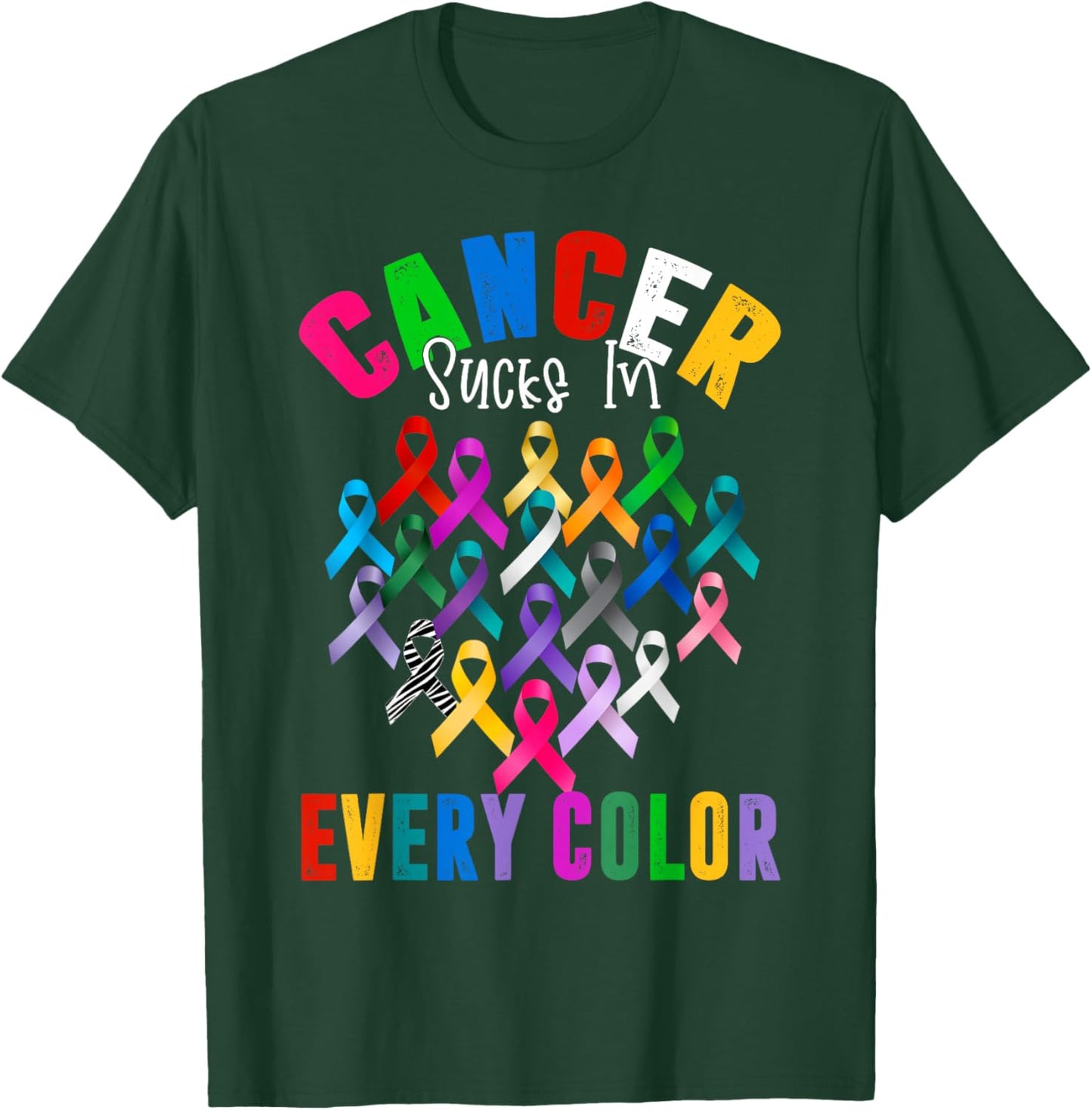 Cancer Sucks In Every Color All Ribbons World Cancer Day Men T-Shirt - T-Shirt | Forest