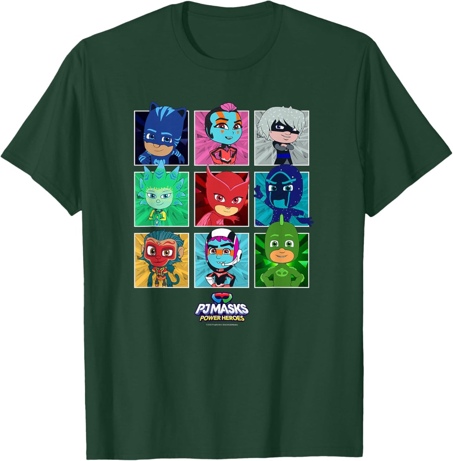 PJ Masks Group Shot Panel Characters Boxed Up T-Shirt - T-Shirt | Forest