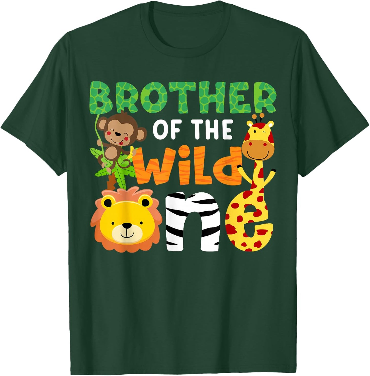 Brother of the Wild One Zoo Theme Bday Safari Jungle Animals T-Shirt - T-Shirt | Forest