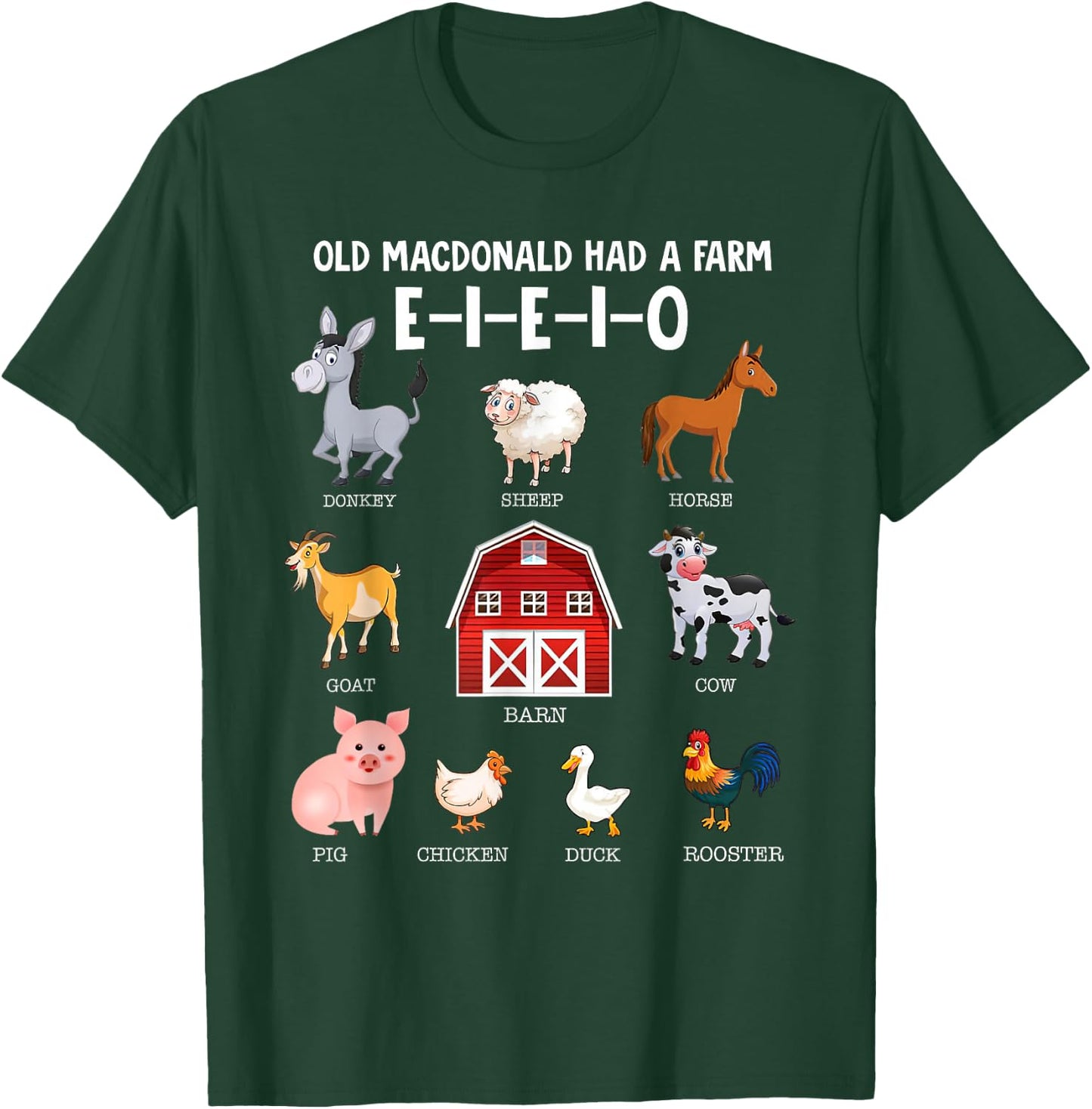 Toddler Kids Farm Animals Old MacDonald Had a Farm E-I-E-I-O T-Shirt - T-Shirt | Forest