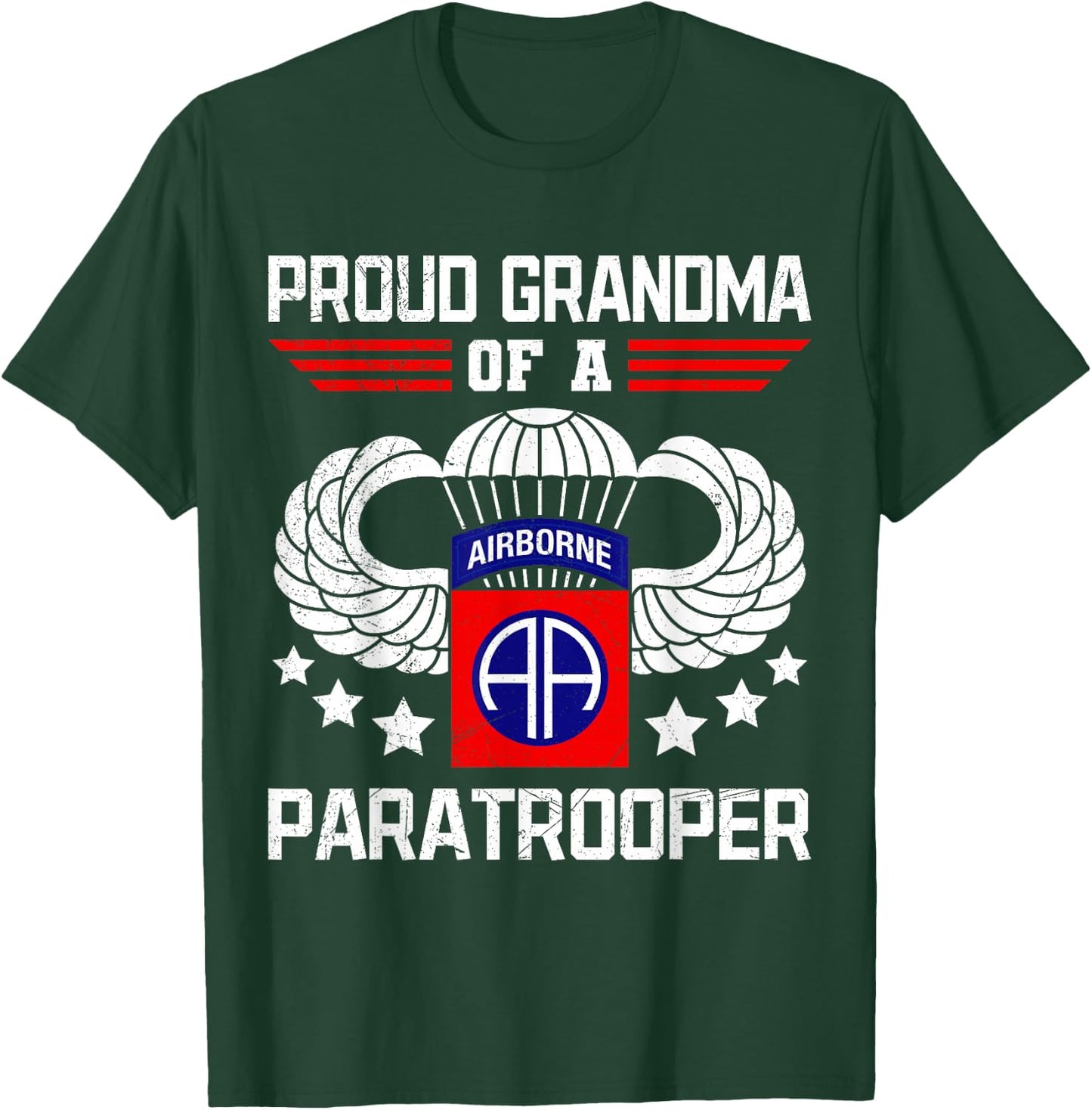Proud Grandma Airborne Veteran Paratrooper USA Veterans T-Shirt - T-Shirt | Forest