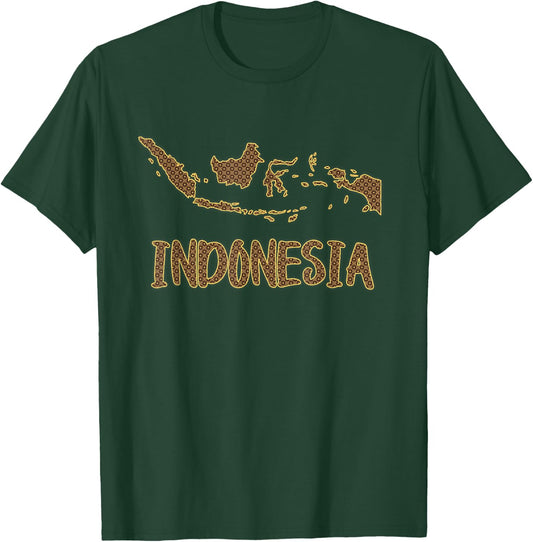 Indonesia Map filled with Traditional Indonesian Batik T-Shirt - T-Shirt | Forest