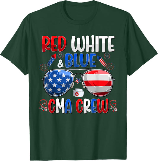 4th Of July CMA Crew Scrub Tops Medical Assistants Matching Men T-Shirt - T-Shirt | Forest
