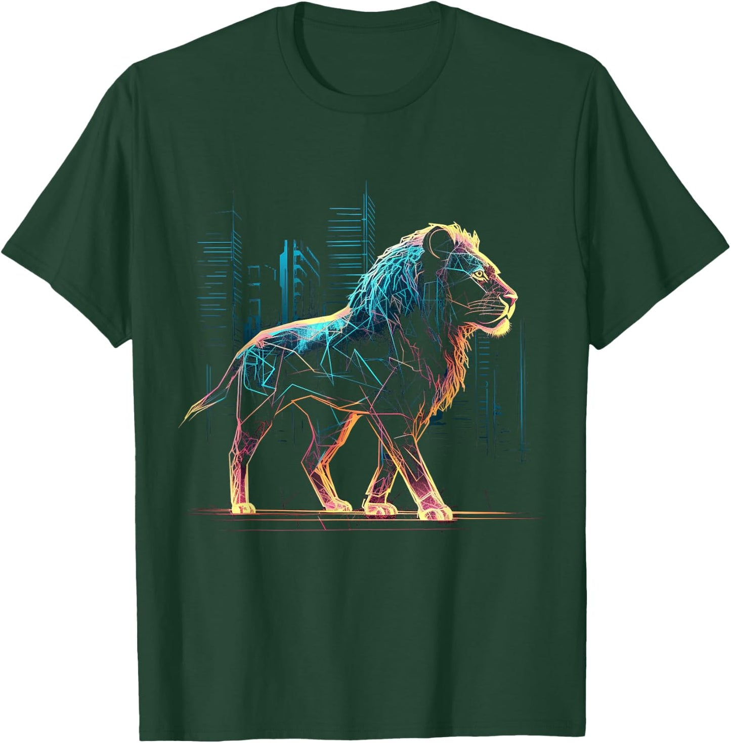 Lion Fantasy Art - Animal Architecture Motif Zoo Lion T-Shirt - T-Shirt | Forest