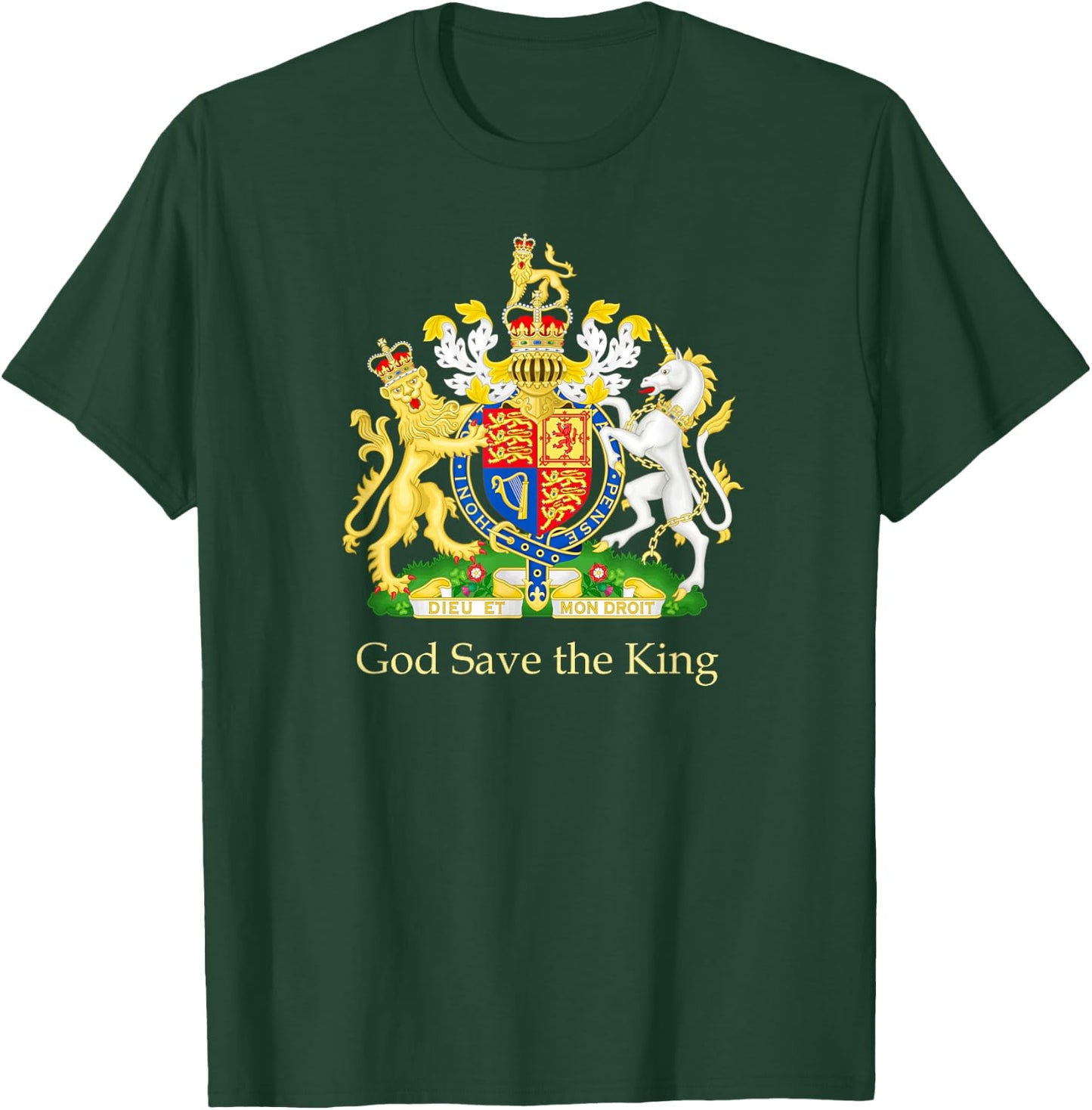 God Save the King Royal Coat of Arms Emblem Men Women T-Shirt - T-Shirt | Forest