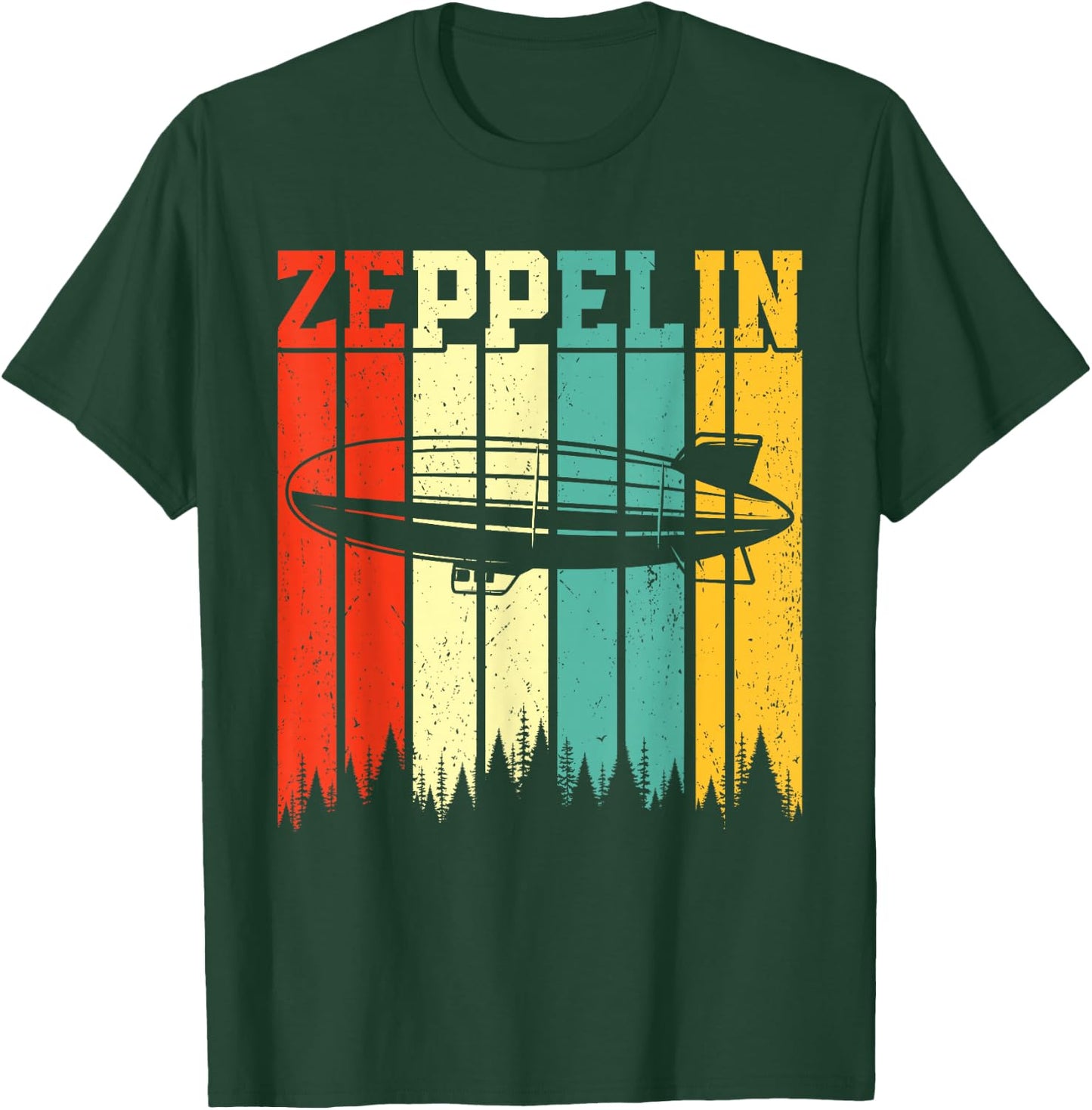 Retro Zeppelin 70s 80s Dirigible Airship Zepelin Zepplin T-Shirt - T-Shirt | Forest