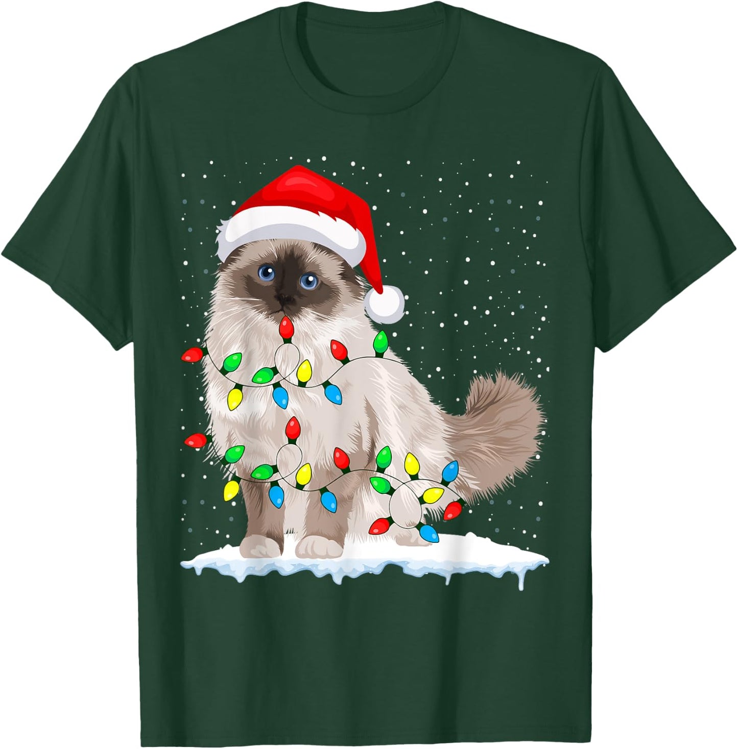 Ragdoll Cat Christmas Lights Xmas Cat Lover T-Shirt - T-Shirt | Forest