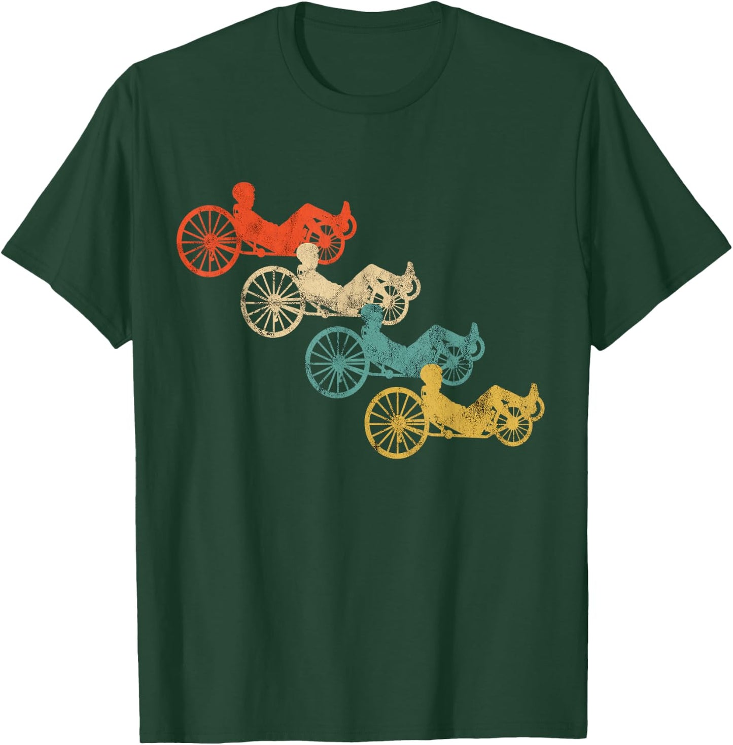 Retro Vintage Recumbent Bike Cyclist Recumbent Trike Cycling T-Shirt - T-Shirt | Forest