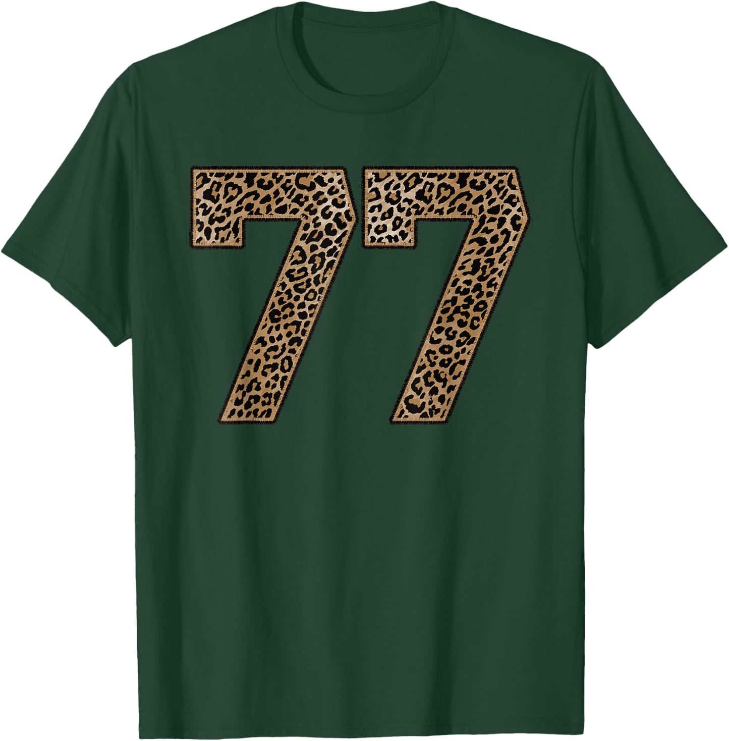 Leopard Number 77 Athlete Sports Jersey Supporter Fanwear T-Shirt - T-Shirt | Forest