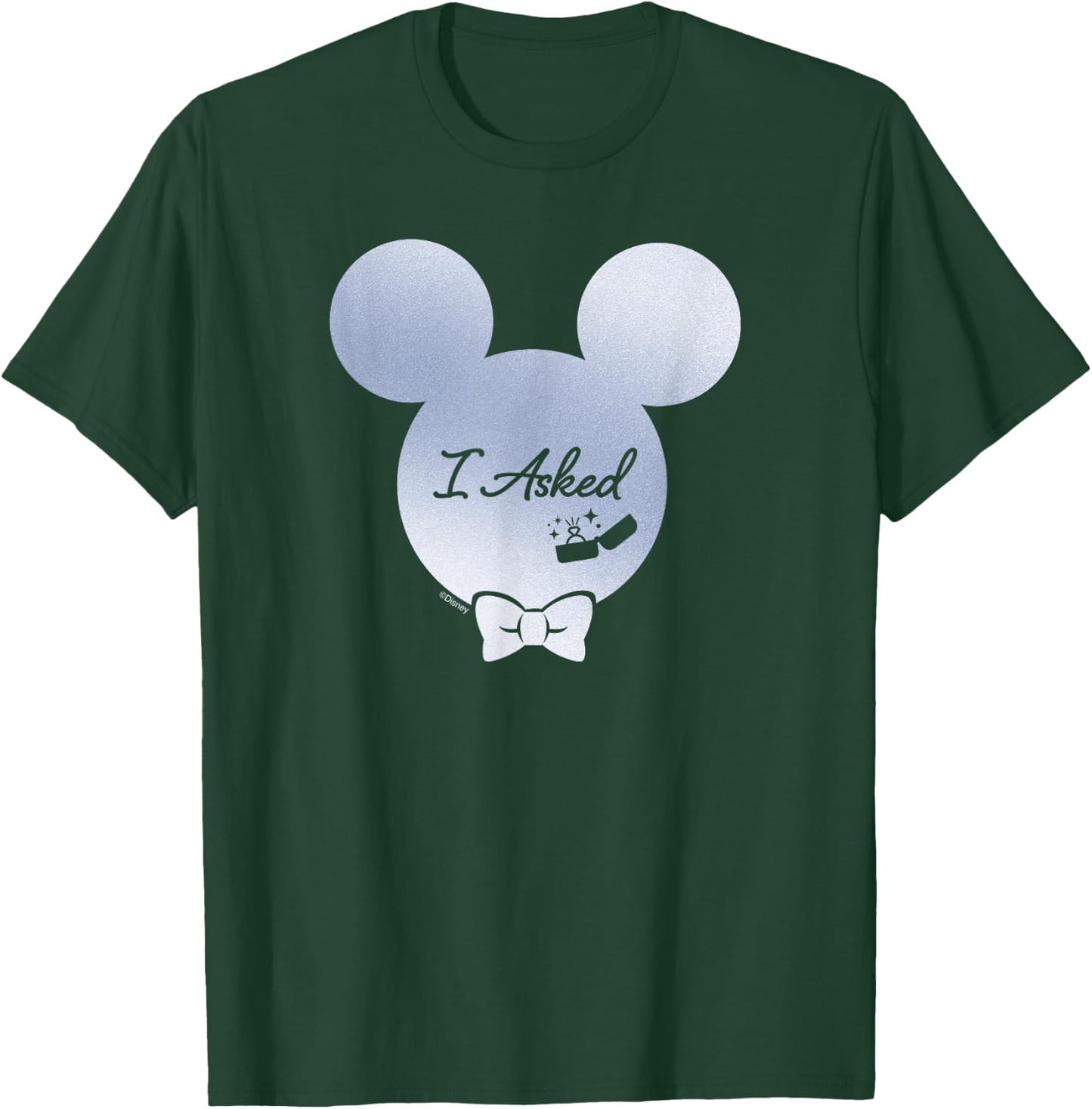 Disney I Asked Proposal Engagement Ring Bow Tie Mickey T-Shirt - T-Shirt | Forest