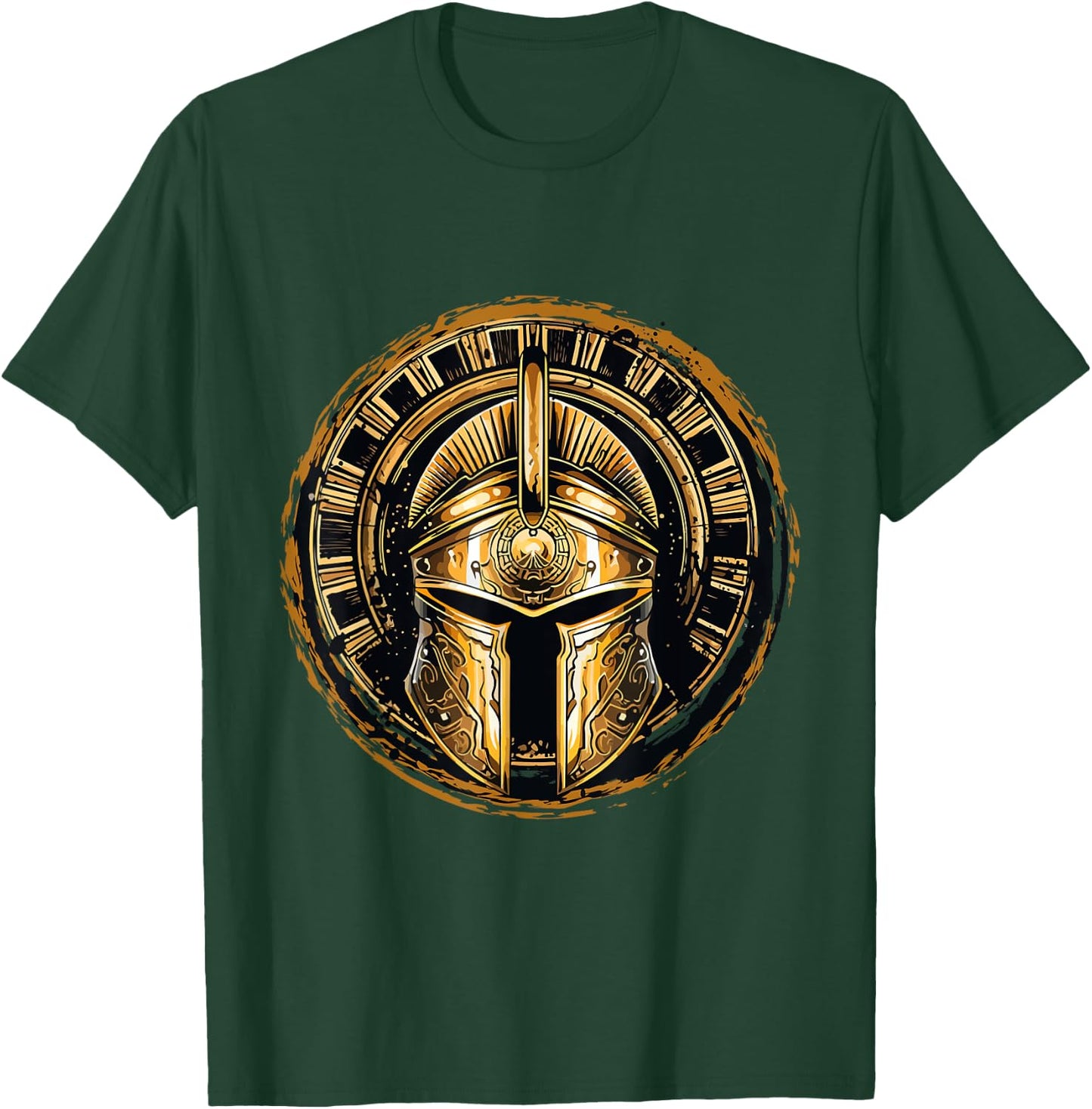 Golden Spartan Helmet | Gladiator Gym Spartans Warrior T-Shirt - T-Shirt | Forest