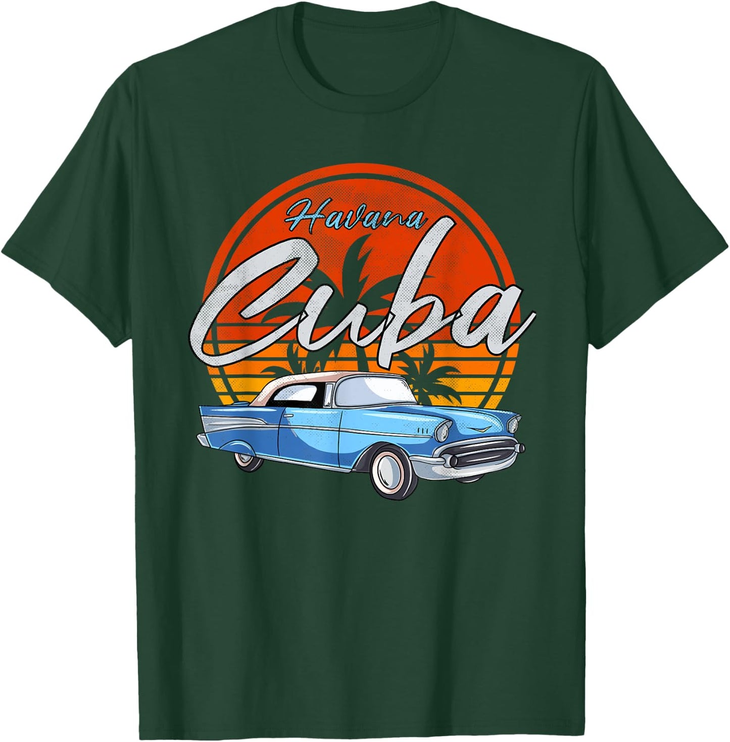 Retro Havana Cuba Vintage Sunset Caribbean Cuban Souvenir T-Shirt - T-Shirt | Forest